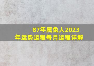 87年属兔人2023年运势运程每月运程详解