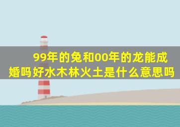 99年的兔和00年的龙能成婚吗好水木林火土是什么意思吗