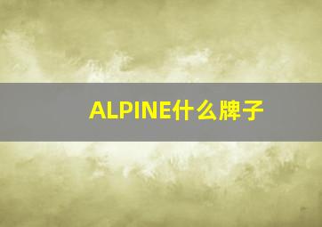 ALPINE什么牌子