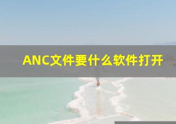 ANC文件要什么软件打开