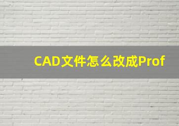 CAD文件怎么改成Prof