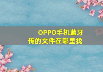 OPPO手机蓝牙传的文件在哪里找