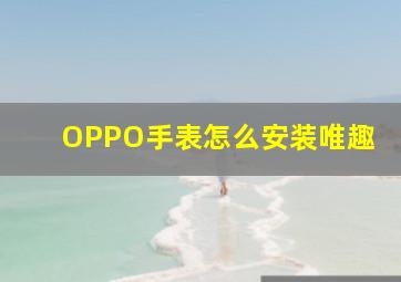 OPPO手表怎么安装唯趣