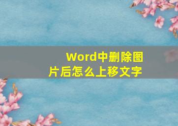 Word中删除图片后怎么上移文字