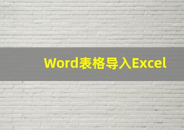 Word表格导入Excel