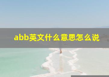 abb英文什么意思怎么说