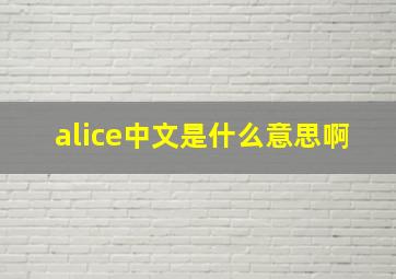 alice中文是什么意思啊