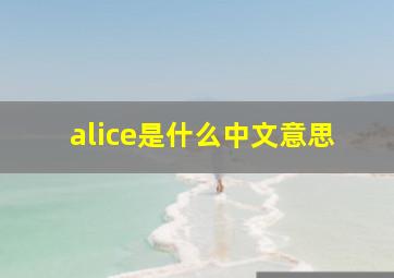 alice是什么中文意思