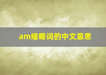 am缩略词的中文意思