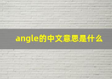 angle的中文意思是什么