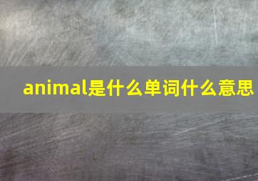 animal是什么单词什么意思