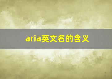 aria英文名的含义