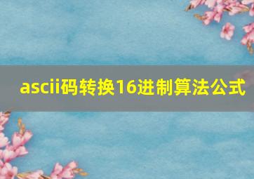 ascii码转换16进制算法公式