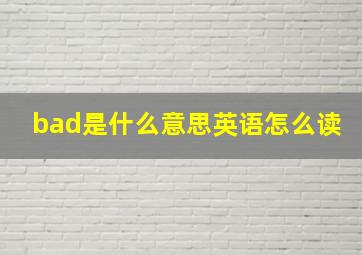 bad是什么意思英语怎么读