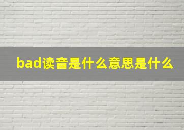 bad读音是什么意思是什么