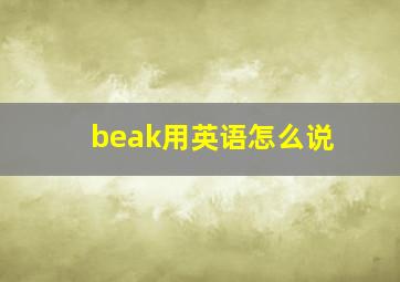 beak用英语怎么说