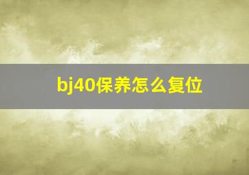 bj40保养怎么复位