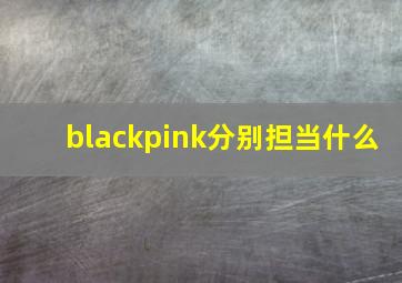 blackpink分别担当什么