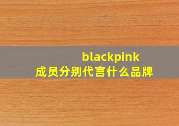 blackpink成员分别代言什么品牌