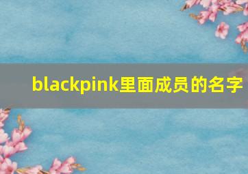 blackpink里面成员的名字