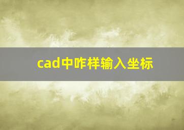 cad中咋样输入坐标