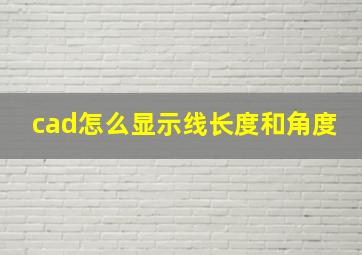 cad怎么显示线长度和角度