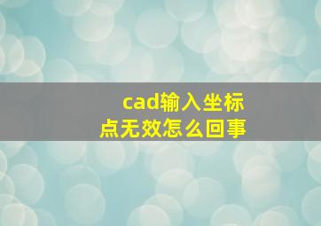 cad输入坐标点无效怎么回事