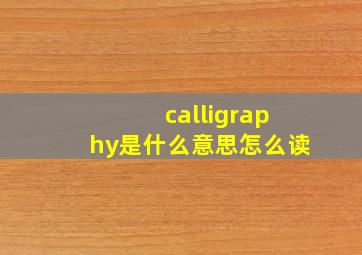 calligraphy是什么意思怎么读