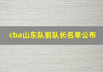 cba山东队前队长名单公布