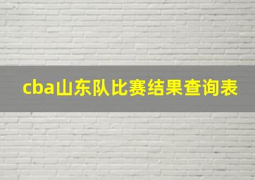 cba山东队比赛结果查询表