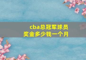 cba总冠军球员奖金多少钱一个月