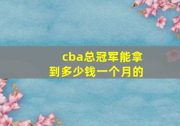 cba总冠军能拿到多少钱一个月的