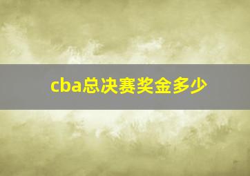 cba总决赛奖金多少