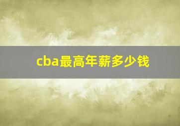 cba最高年薪多少钱