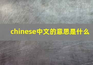 chinese中文的意思是什么