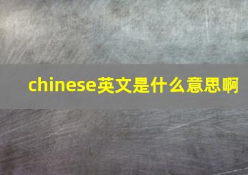 chinese英文是什么意思啊