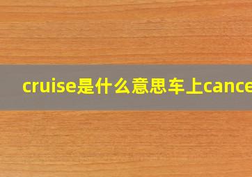 cruise是什么意思车上cancel