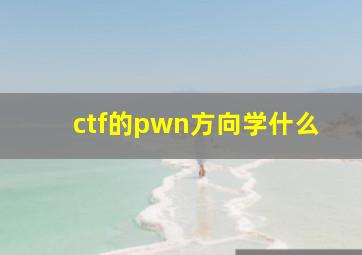 ctf的pwn方向学什么