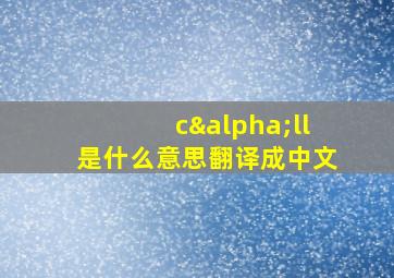 cαll是什么意思翻译成中文