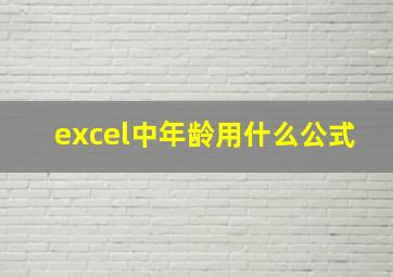 excel中年龄用什么公式