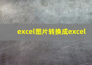 excel图片转换成excel