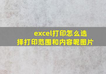 excel打印怎么选择打印范围和内容呢图片