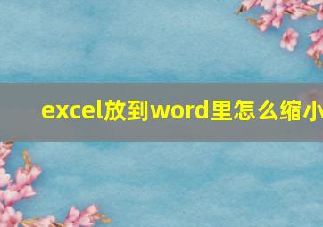 excel放到word里怎么缩小