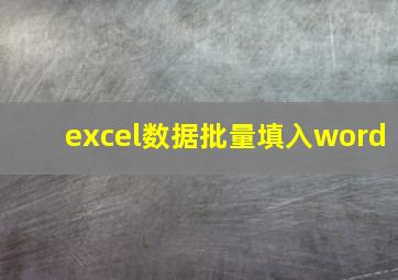 excel数据批量填入word