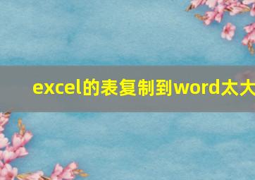 excel的表复制到word太大