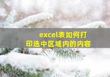 excel表如何打印选中区域内的内容