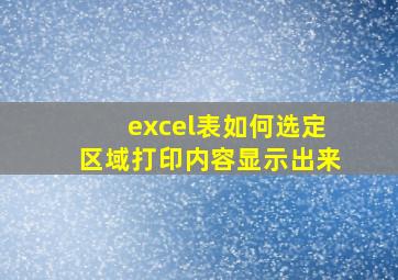 excel表如何选定区域打印内容显示出来