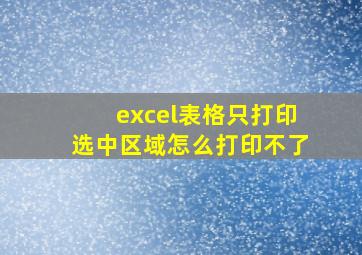 excel表格只打印选中区域怎么打印不了