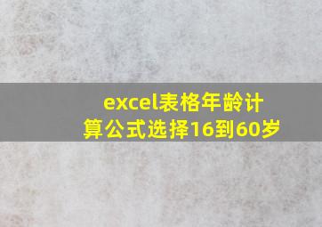 excel表格年龄计算公式选择16到60岁