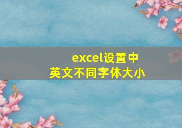 excel设置中英文不同字体大小